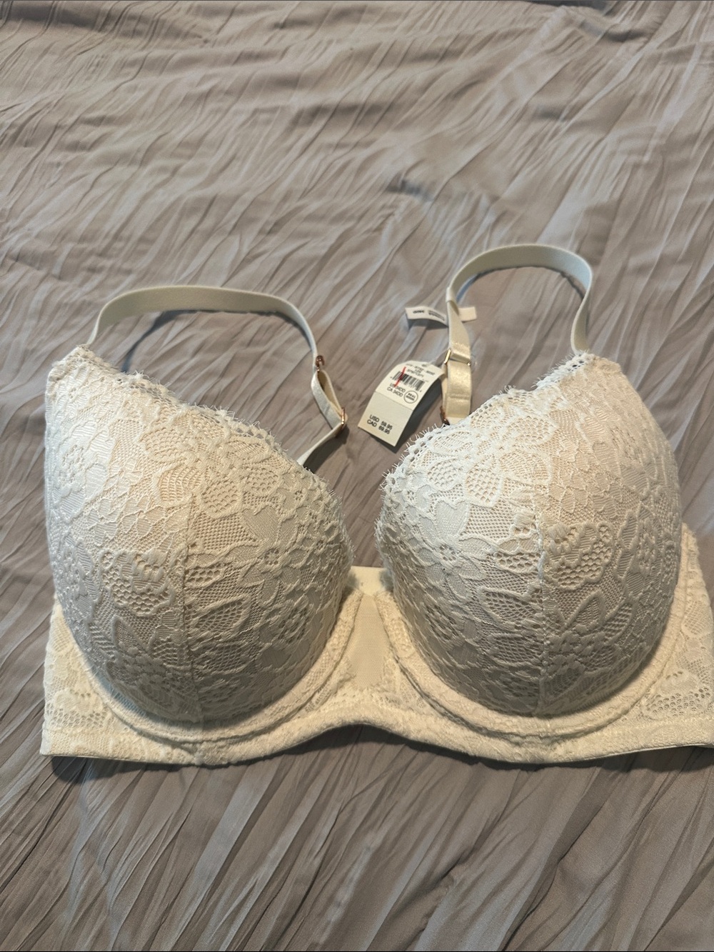 2pack: aerie Ivory Lace Push-Up Bra with Floral Overlay & no wire padded VS